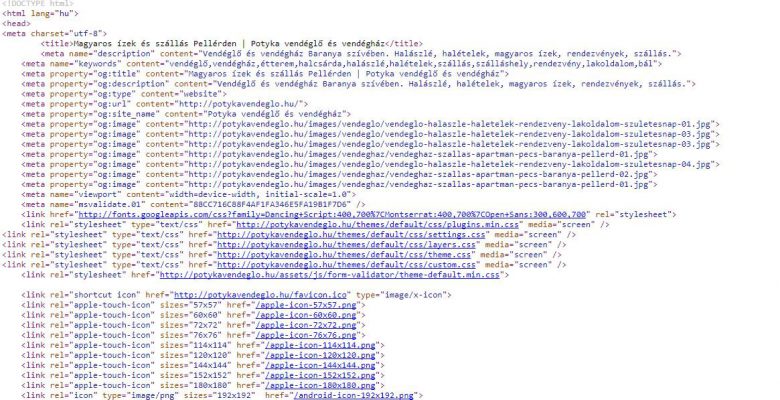 Szabványos HTML kódrészlet. Nem csak a tartalom, a kód minősége is fontos, ha jó helyezést akarunk elérni a keresőkben. Honlapkészítés - Pécs